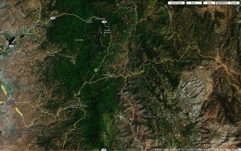 Location of Trail of 100 Giants (Sequoia National Forest, CA)