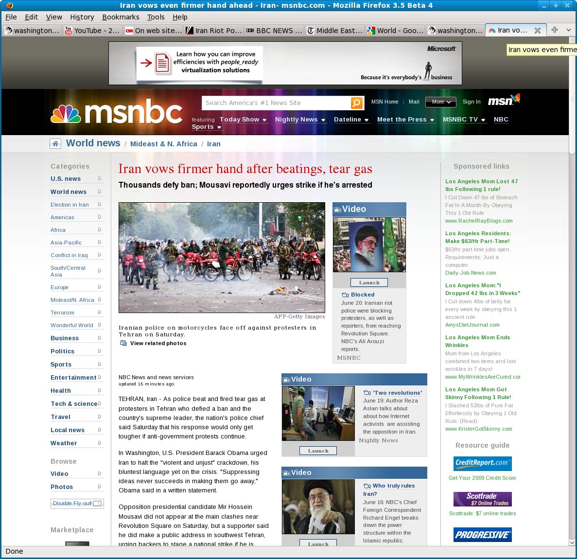 MSNBC Headlines...more pablum about beatings and tear gas!!!