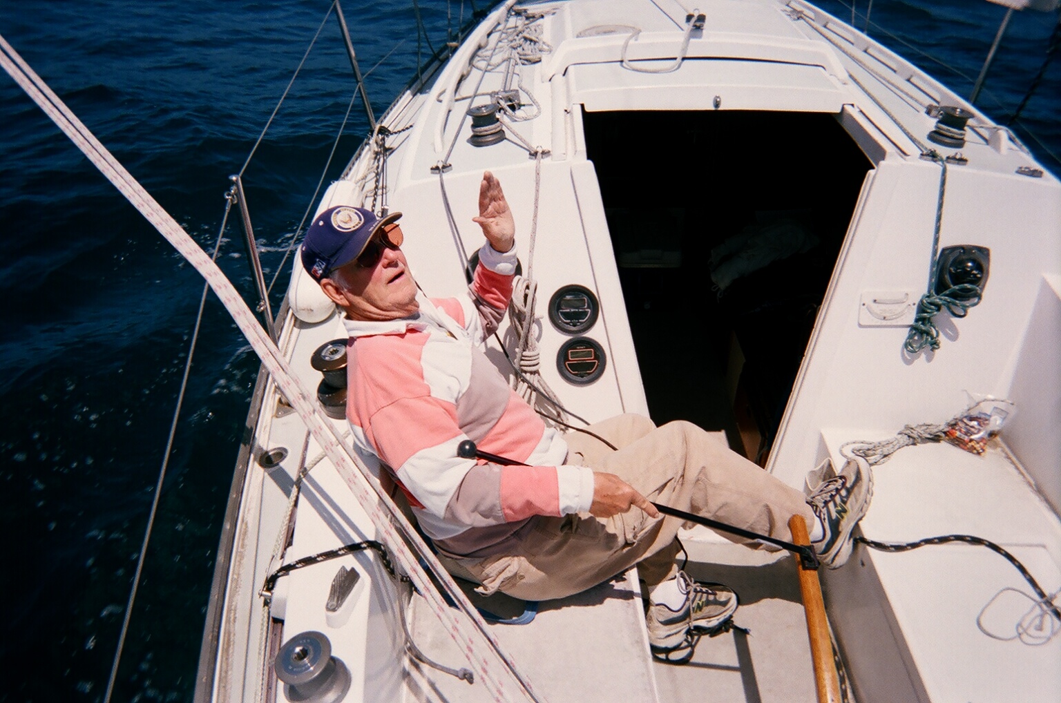 dad sailing in cockpit