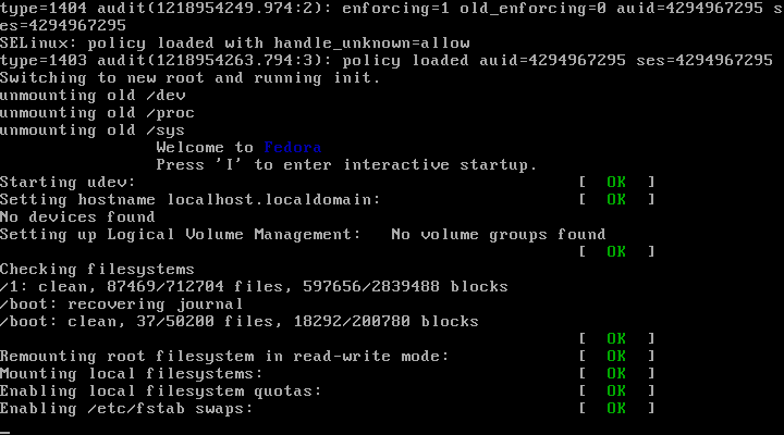 Fedora Booting