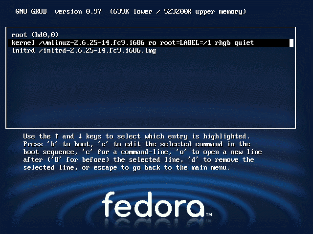 Fedora Boot Entry