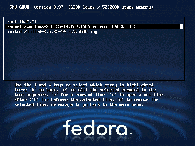 Fedora Boot Entry After